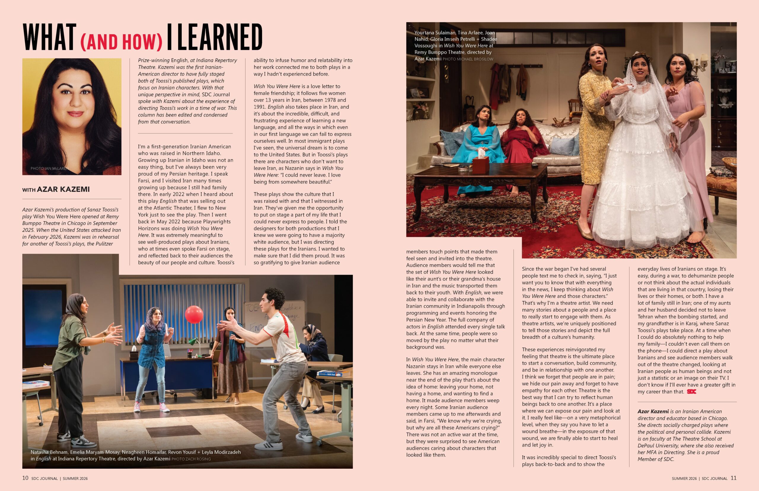 Azar Kazemi Featured in SDC Journal – Summer 2026
